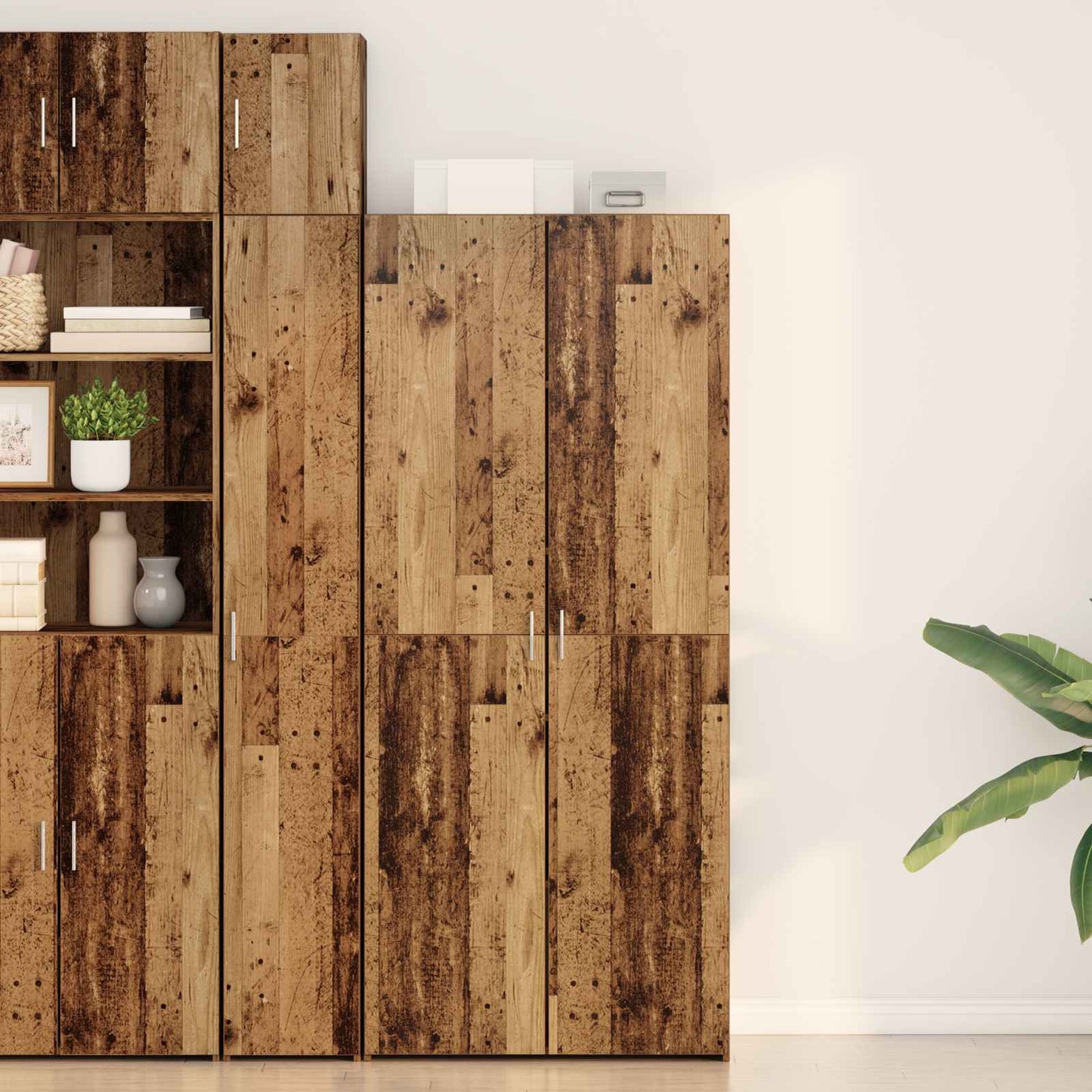 Highboard 2 pcs Old Wood 80 x 42 x 185 cm