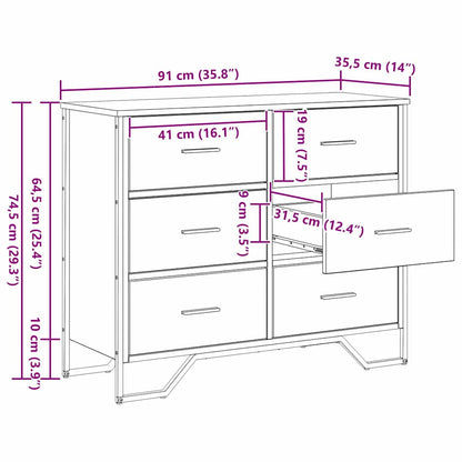 Chest of Drawers 2 pcs Artisan Oak 91 x 35.5 x 74.5 cm
