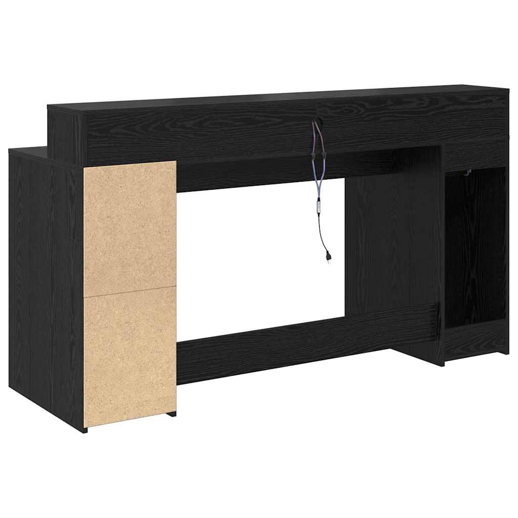 Desk with Drawer Black oak 160 x 55 x 91 cm Engineered wood