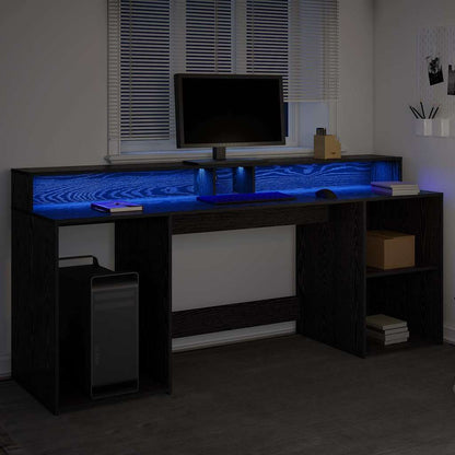 Desk with Drawer Black oak 200 x 55 x 91 cm Engineered wood