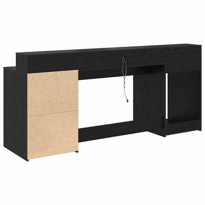 Desk with Drawer Black oak 200 x 55 x 91 cm Engineered wood