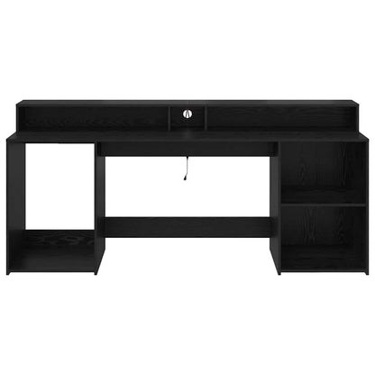 Desk with Drawer Black oak 200 x 55 x 91 cm Engineered wood
