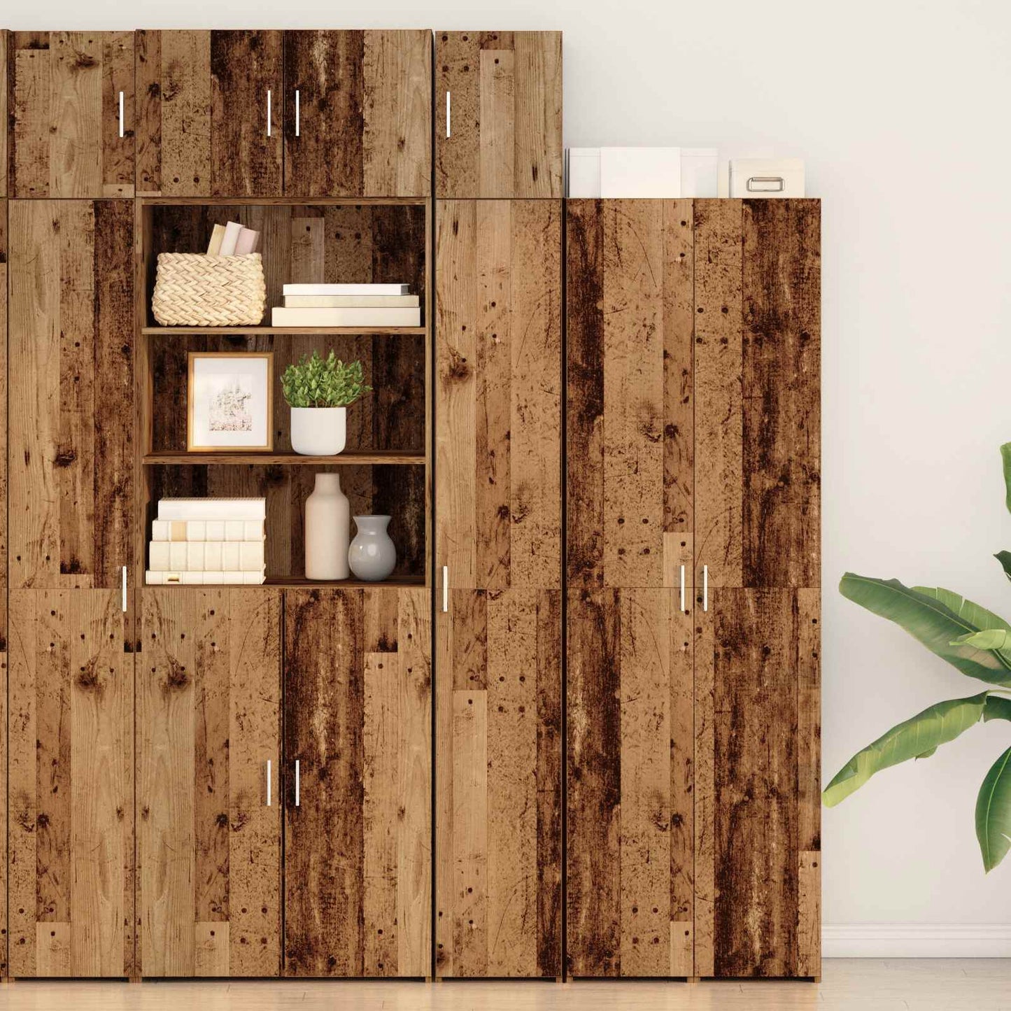 Storage Cabinet with Shelves Old Wood 30 x 42.5 x 225 cm
