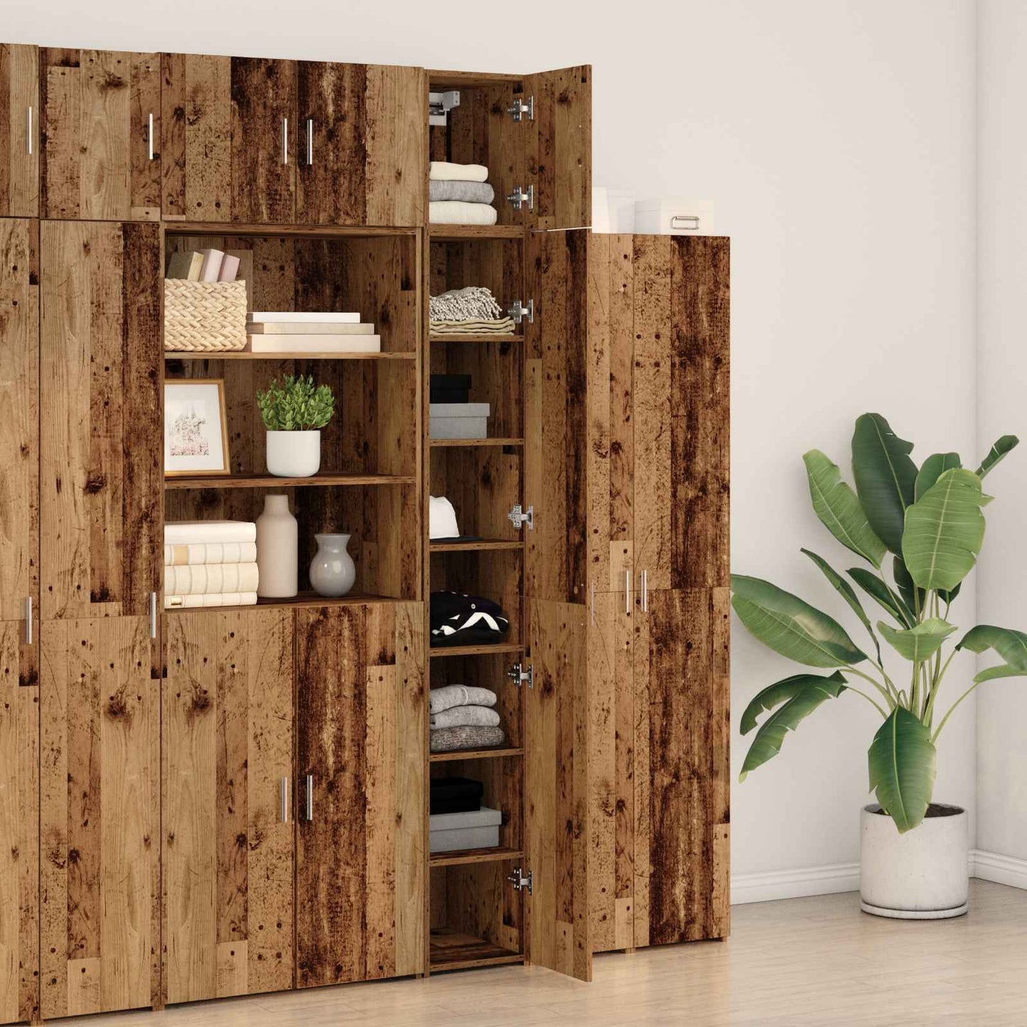 Storage Cabinet with Shelves Old Wood 30 x 42.5 x 225 cm