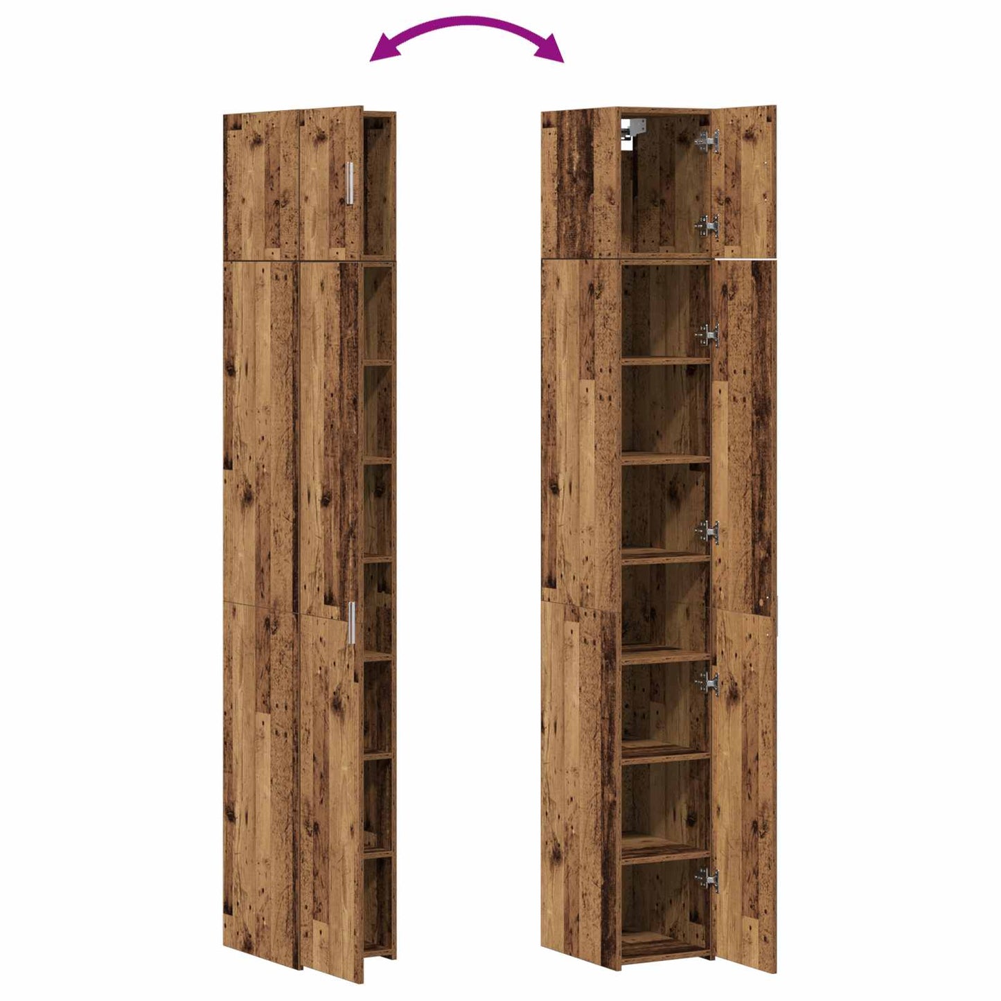 Storage Cabinet with Shelves Old Wood 30 x 42.5 x 225 cm