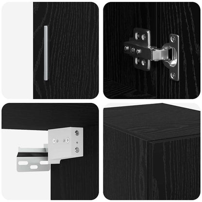Storage Cabinet with Shelves Black Oak 30 x 42.5 x 225 cm