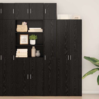 Storage Cabinet with Shelves Black Oak 30 x 42.5 x 225 cm