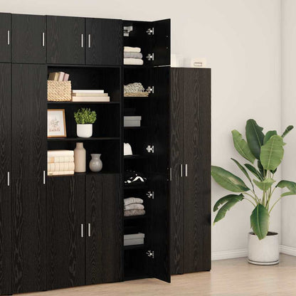 Storage Cabinet with Shelves Black Oak 30 x 42.5 x 225 cm