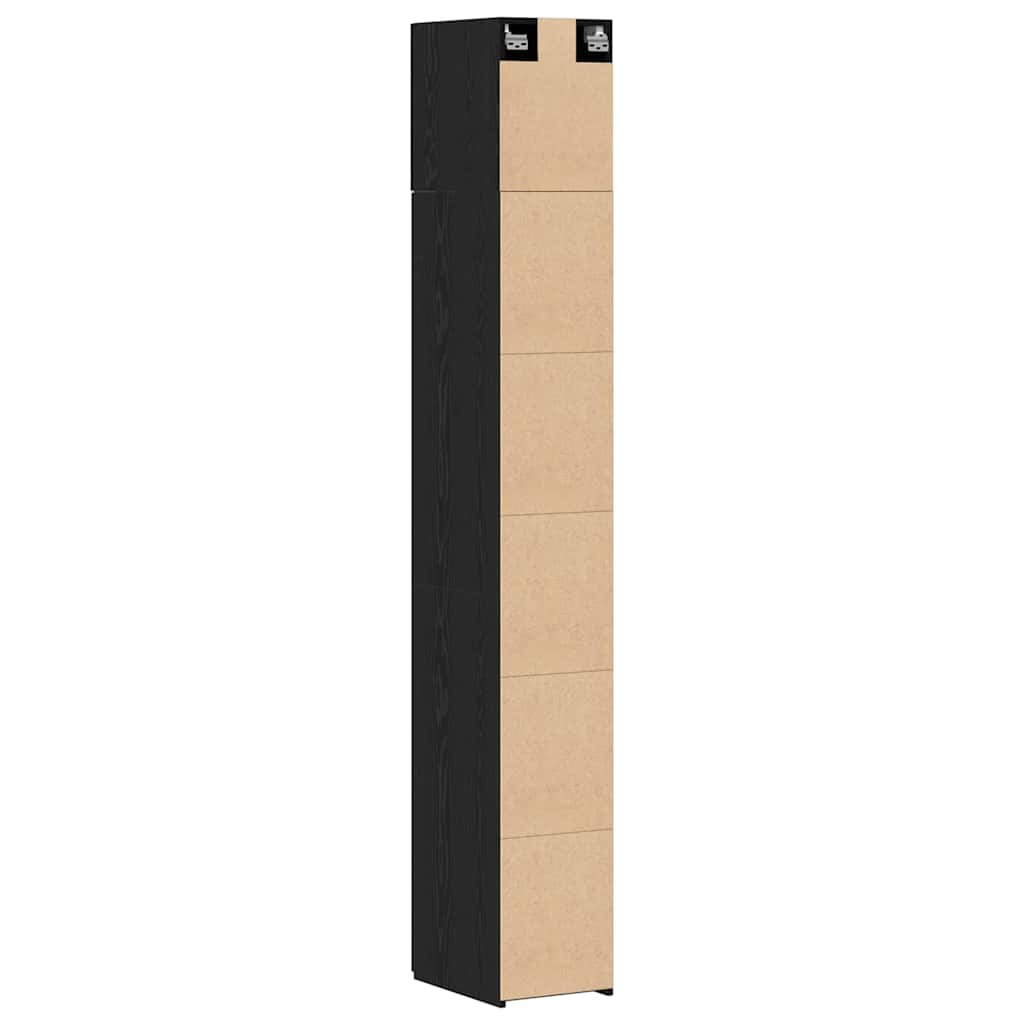 Storage Cabinet with Shelves Black Oak 30 x 42.5 x 225 cm