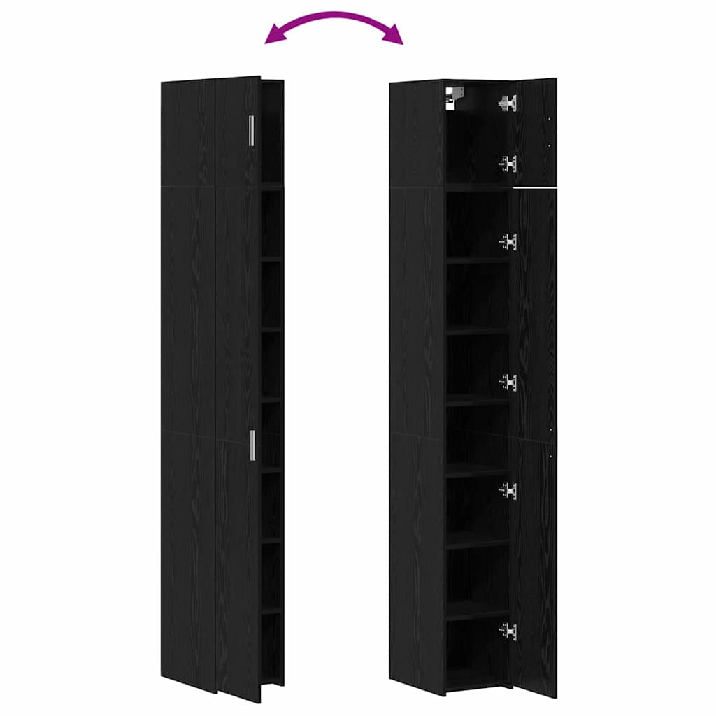 Storage Cabinet with Shelves Black Oak 30 x 42.5 x 225 cm