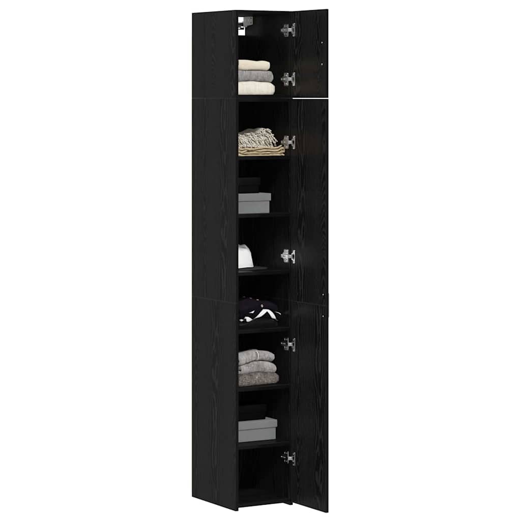 Storage Cabinet with Shelves Black Oak 30 x 42.5 x 225 cm