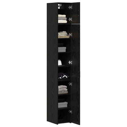 Storage Cabinet with Shelves Black Oak 30 x 42.5 x 225 cm
