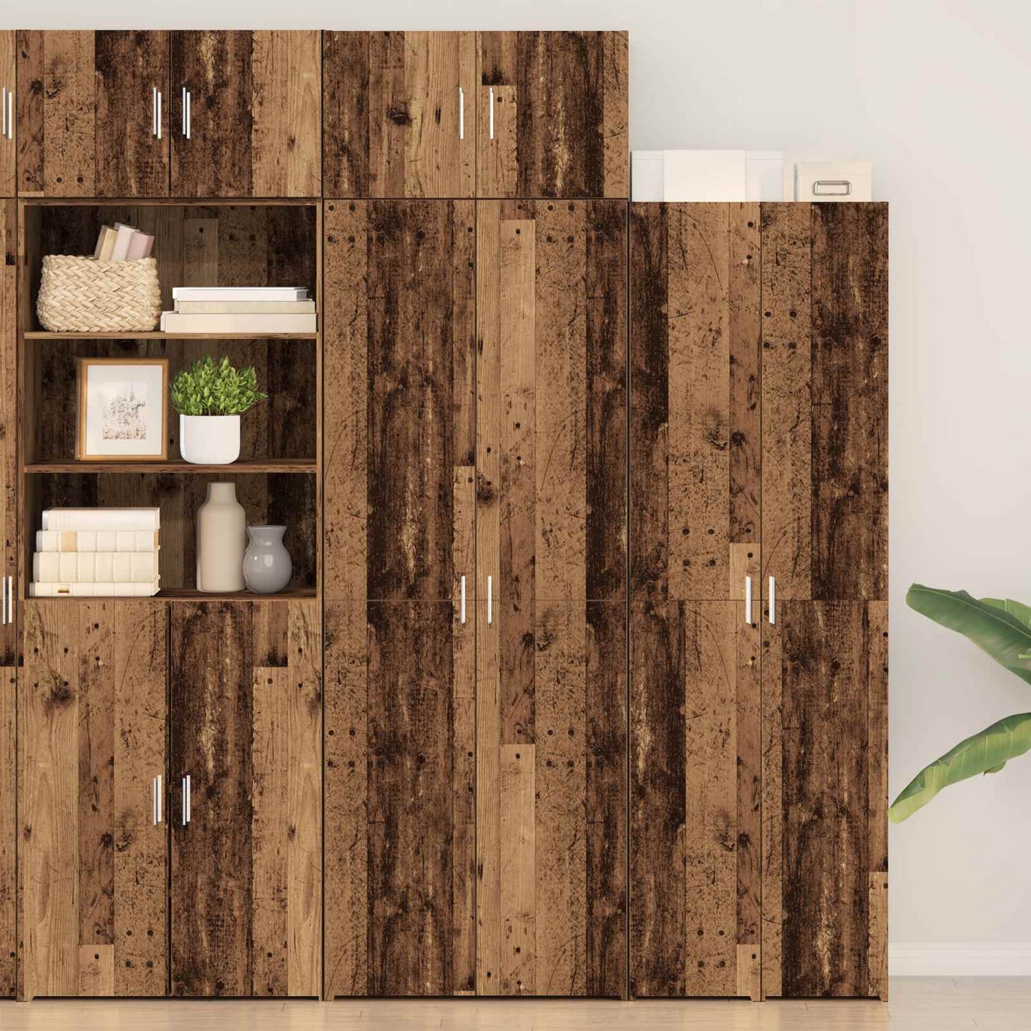 Storage Cabinet 3 pcs Old Wood