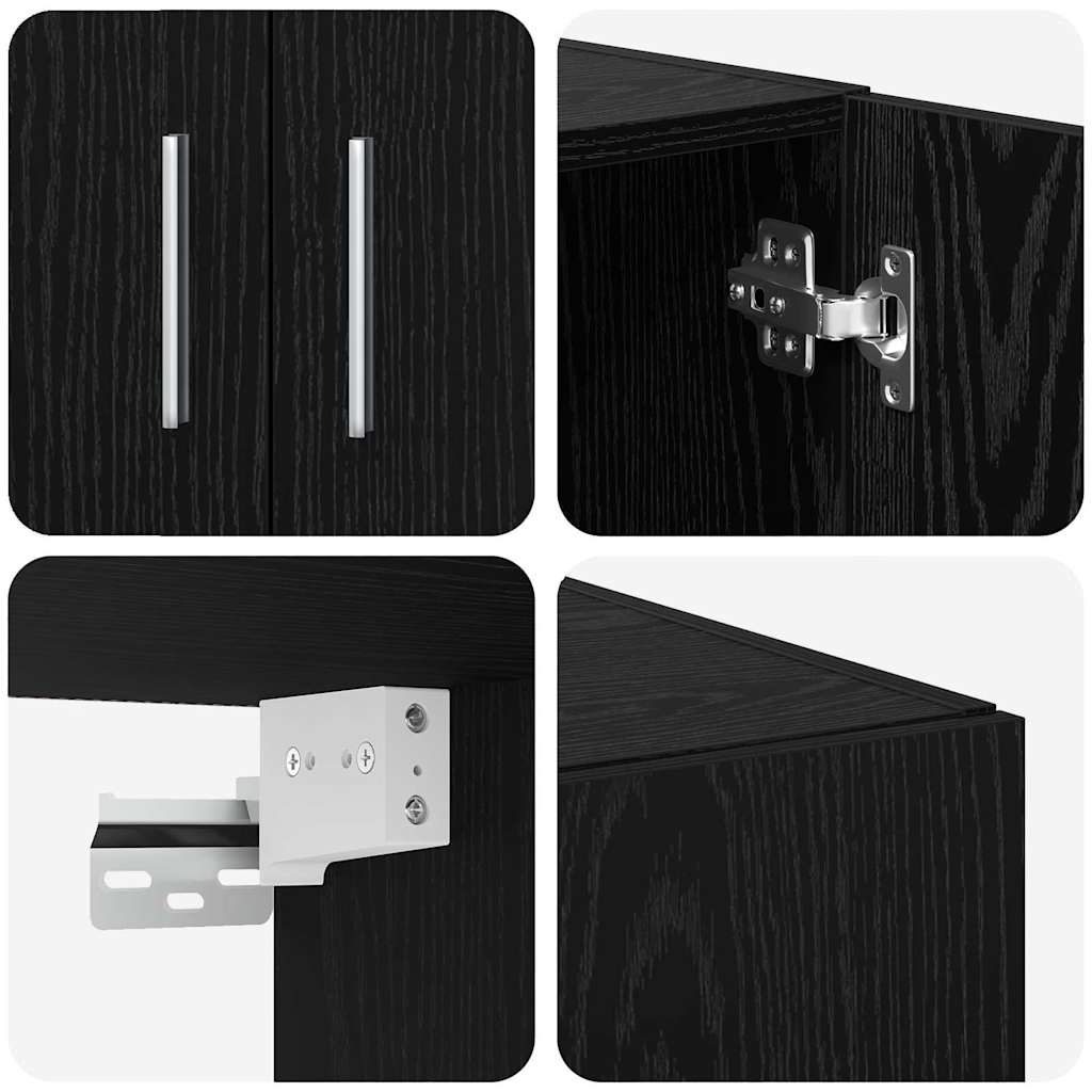 Storage Cabinet 3 pcs Black Oak