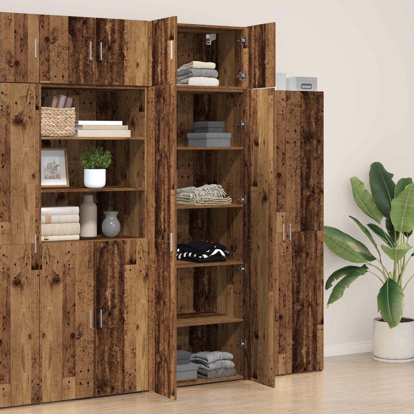 Storage Cabinet 3 pcs Old Wood