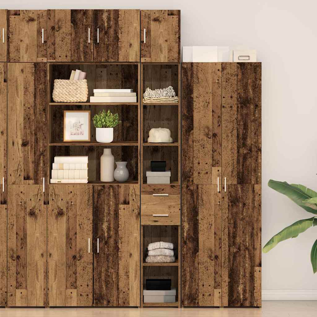 Storage Cabinet with Drawer 2 pcs Old Wood 30 x 42.5 x 225 cm