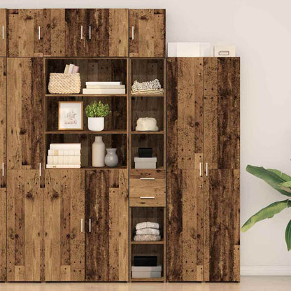 Storage Cabinet with Drawer 2 pcs Old Wood 30 x 42.5 x 225 cm