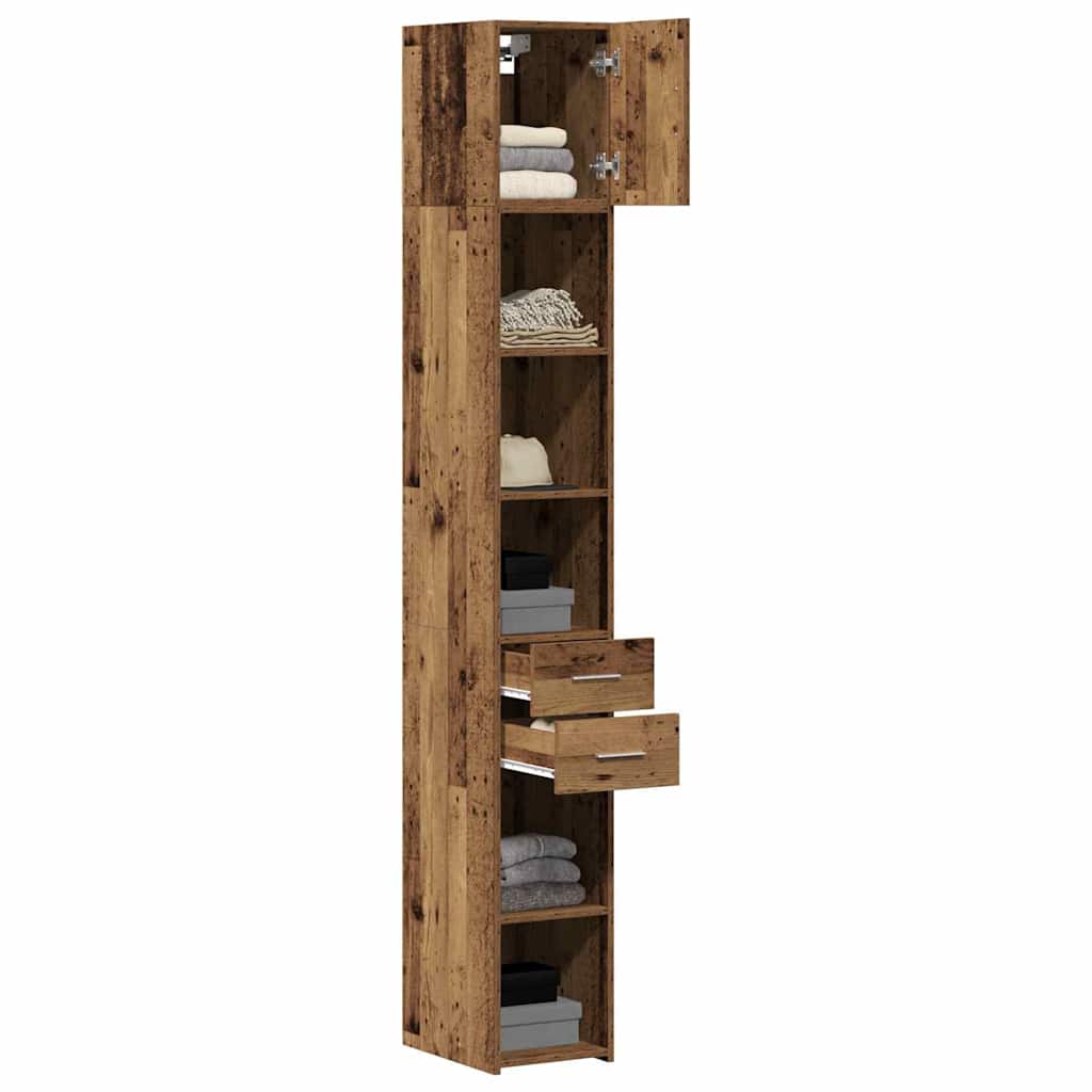 Storage Cabinet with Drawer 2 pcs Old Wood 30 x 42.5 x 225 cm
