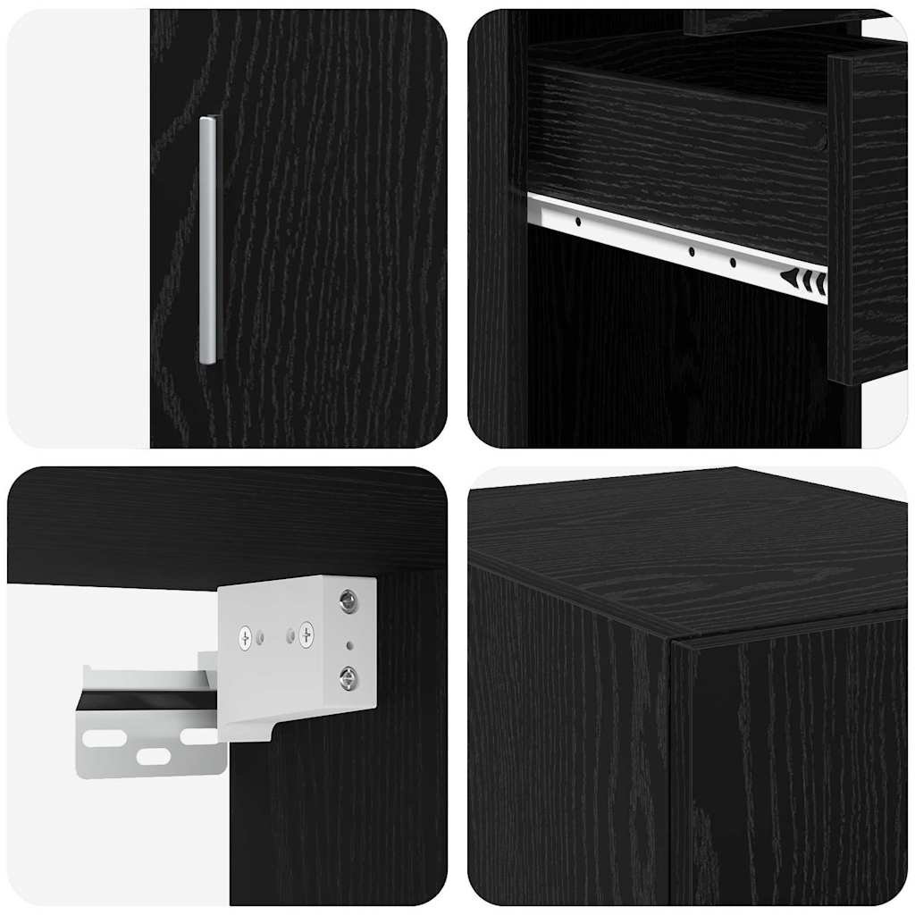 Storage Cabinet with Drawer 2 pcs Black Oak 30 x 42.5 x 225 cm