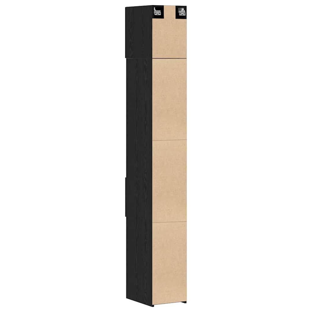 Storage Cabinet with Drawer 2 pcs Black Oak 30 x 42.5 x 225 cm