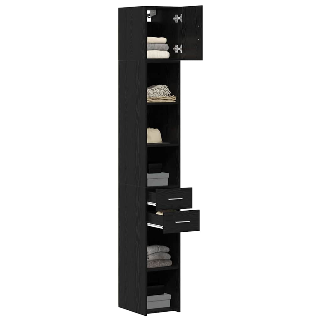 Storage Cabinet with Drawer 2 pcs Black Oak 30 x 42.5 x 225 cm