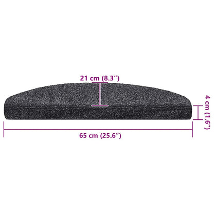 Stair Mats Self-adhesive 20 pcs 65x21x4 cm Dark Grey Half Round Large