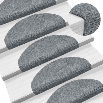 Stair Mats Self-adhesive 20 pcs 65x21x4 cm Light Grey Half Round Large