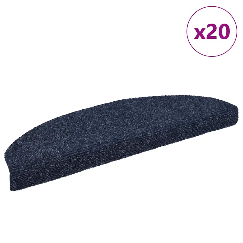 Stair Mats Self-adhesive 20 pcs 65x21x4cm Blue Half Round Large
