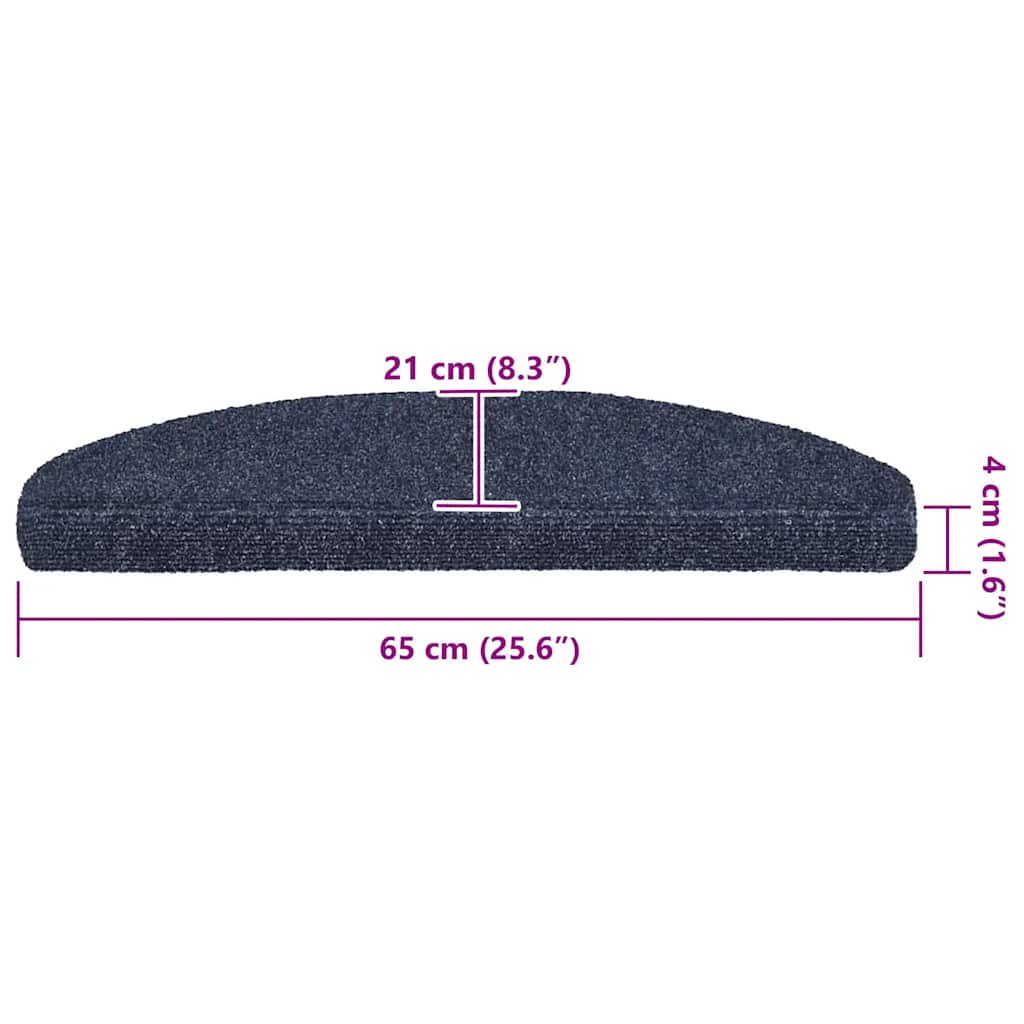 Stair Mats Self-adhesive 20 pcs 65x21x4cm Blue Half Round Large