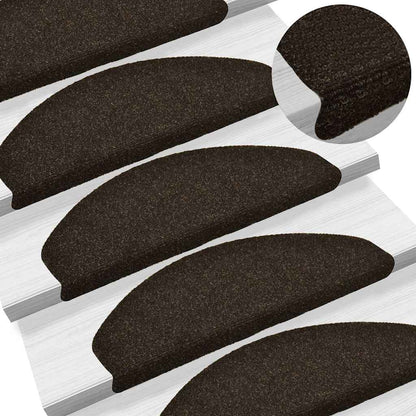 Stair Mats Self-adhesive 20 pcs 65x21x4 cm Dark Brown Half Round Large
