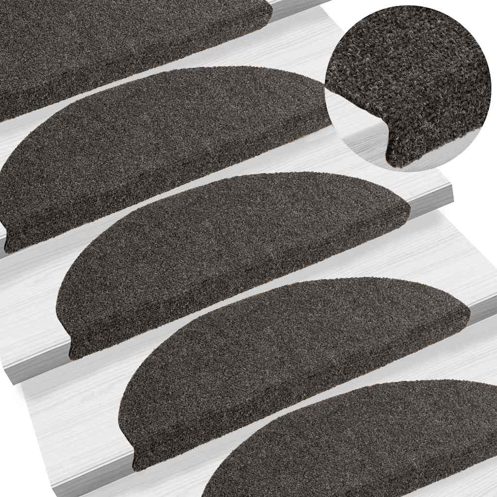 Stair Mats Self-adhesive 20 pcs 65x21x4 cm Anthracite Half Round Large