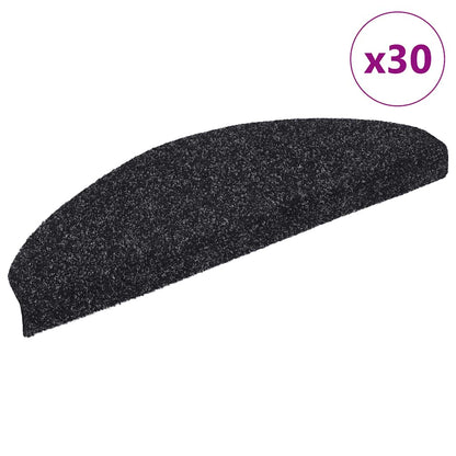 Stair Mats Self-adhesive 30 pcs 65x21x4 cm Black Half Round