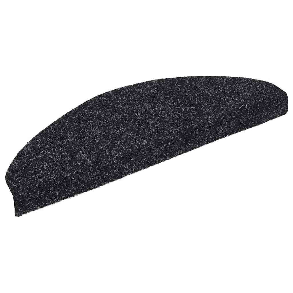 Stair Mats Self-adhesive 30 pcs 65x21x4 cm Black Half Round