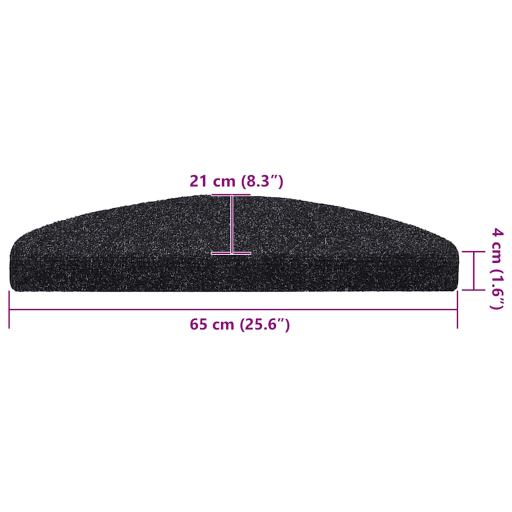 Stair Mats Self-adhesive 30 pcs 65x21x4 cm Black Half Round