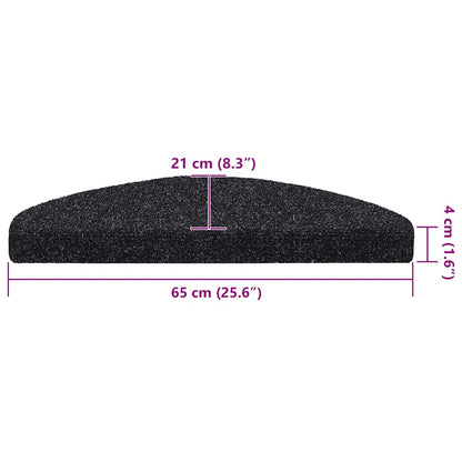 Stair Mats Self-adhesive 30 pcs 65x21x4 cm Black Half Round