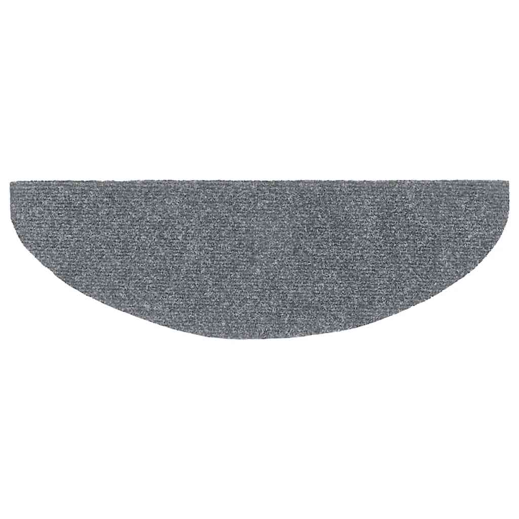 Stair Mats Self-adhesive 30 pcs 65x21x4 cm Light Grey Half Round Large