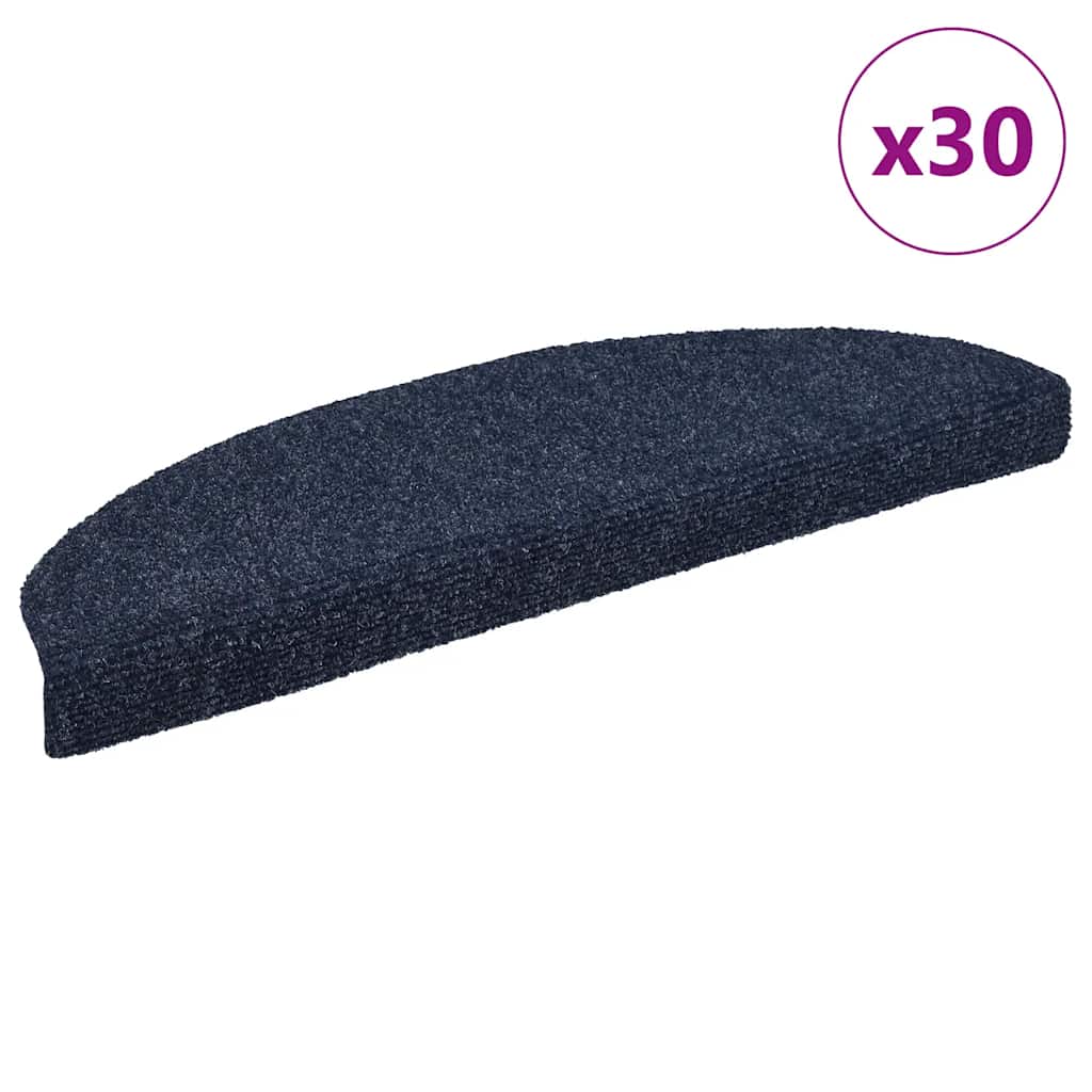 Stair Mats Self-adhesive 30 pcs 65x21x4cm Blue Half Round Large