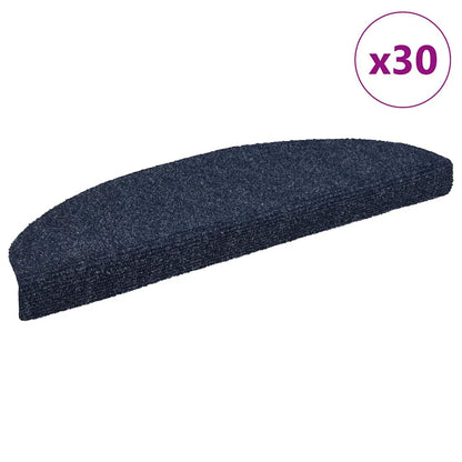 Stair Mats Self-adhesive 30 pcs 65x21x4cm Blue Half Round Large