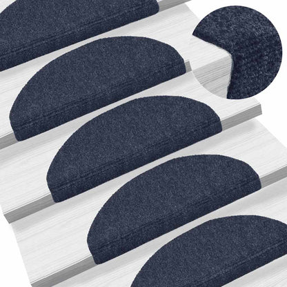Stair Mats Self-adhesive 30 pcs 65x21x4cm Blue Half Round Large