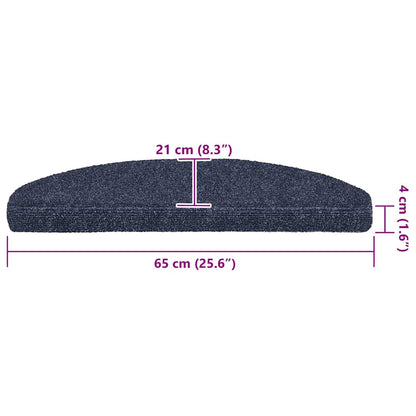 Stair Mats Self-adhesive 30 pcs 65x21x4cm Blue Half Round Large