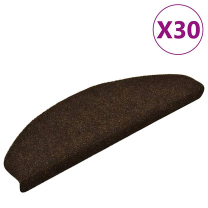 Stair Mats Self-adhesive 30 pcs 65x21x4 cm Brown Half Round