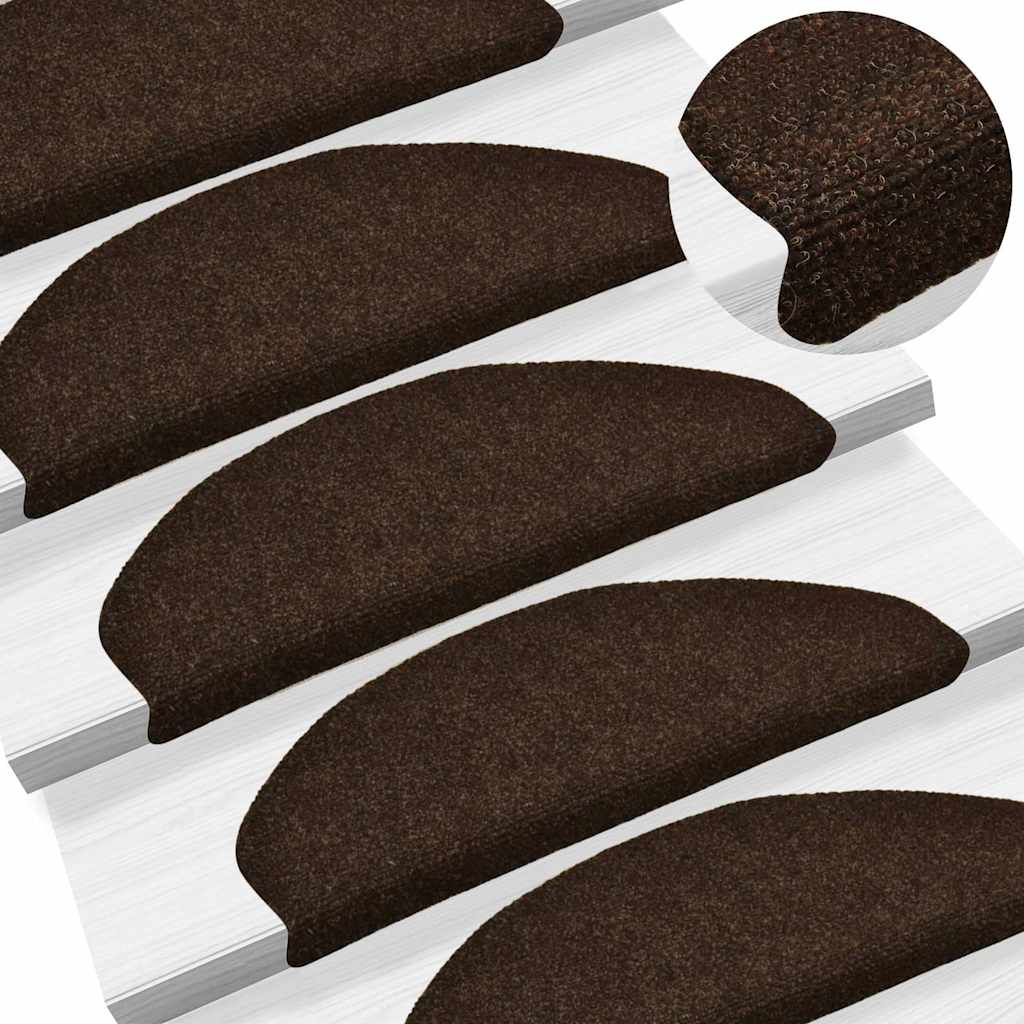 Stair Mats Self-adhesive 30 pcs 65x21x4 cm Brown Half Round