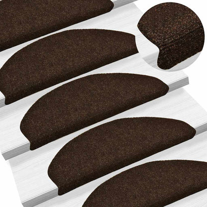 Stair Mats Self-adhesive 30 pcs 65x21x4 cm Brown Half Round