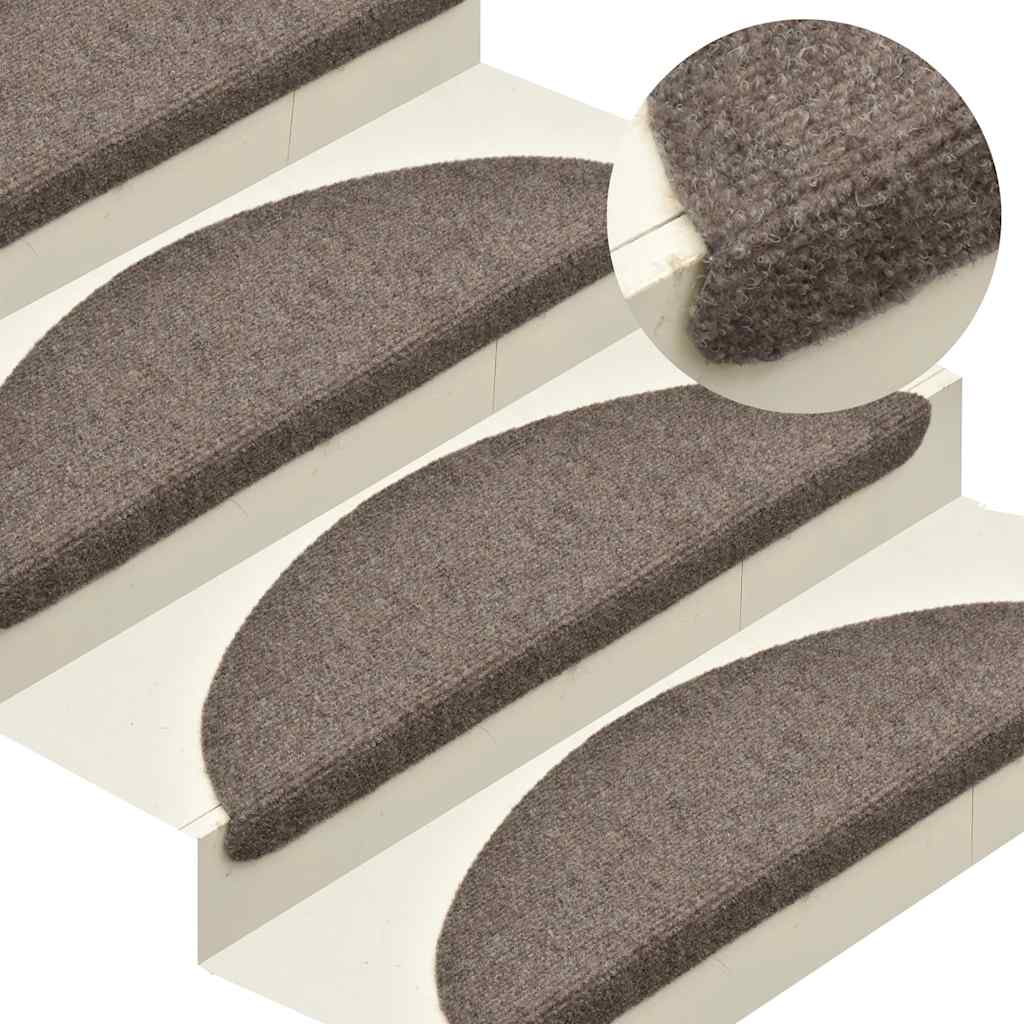 Stair Mats Self-adhesive 30 pcs 65x21x4 cm Beige Half Round