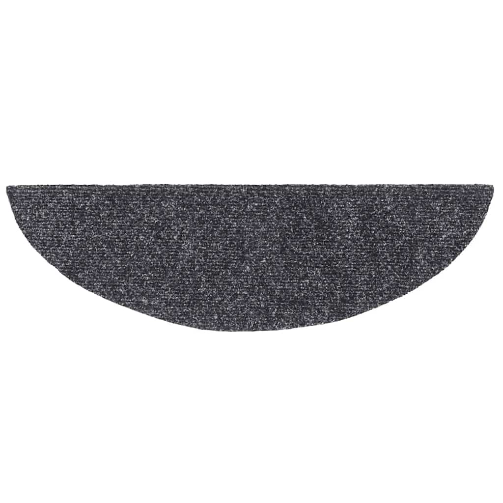 Stair Mats Self-adhesive 20 pcs 56x17x3 cm Dark Grey Half Round