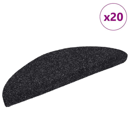 Stair Mats Self-adhesive 20 pcs 56x17x3 cm Black Half Round