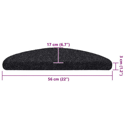 Stair Mats Self-adhesive 20 pcs 56x17x3 cm Black Half Round