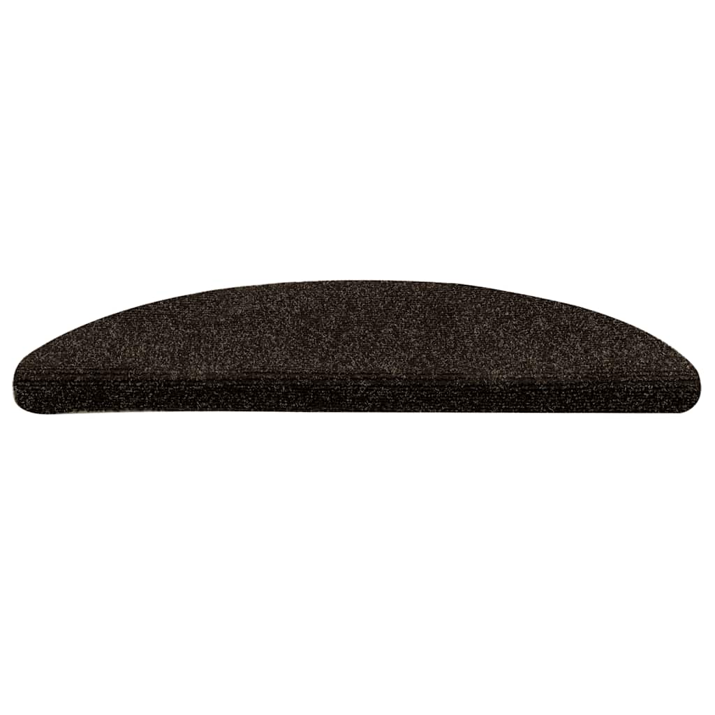 Stair Mats Self-adhesive 20 pcs 56x17x3 cm Dark Brown Half Round