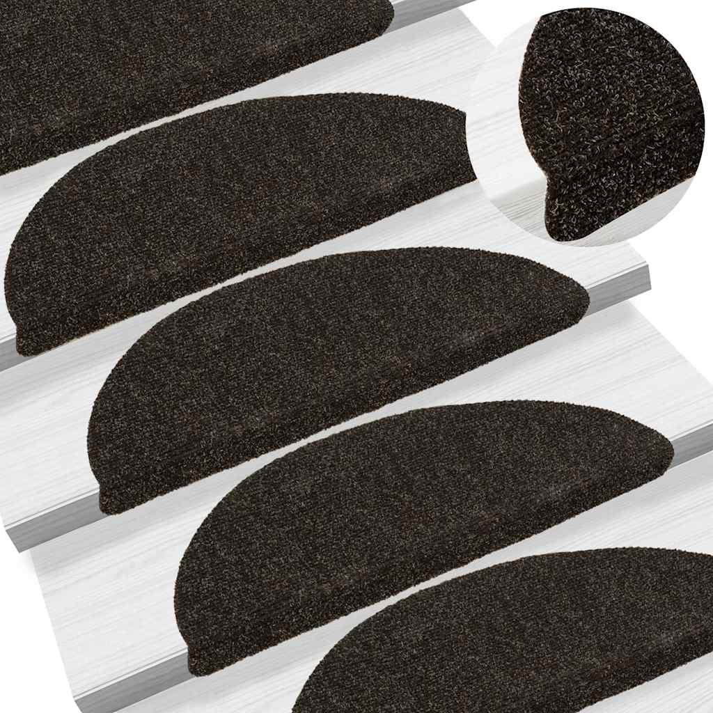 Stair Mats Self-adhesive 20 pcs 56x17x3 cm Dark Brown Half Round