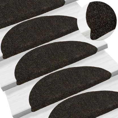 Stair Mats Self-adhesive 20 pcs 56x17x3 cm Dark Brown Half Round
